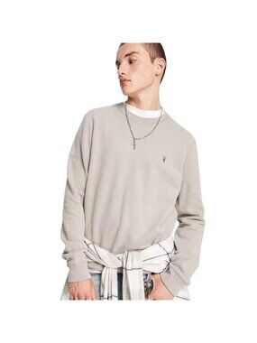 Allsaints Raven Crew Toasted Brown Sweatshirt Logo Quiet Luxury Size M